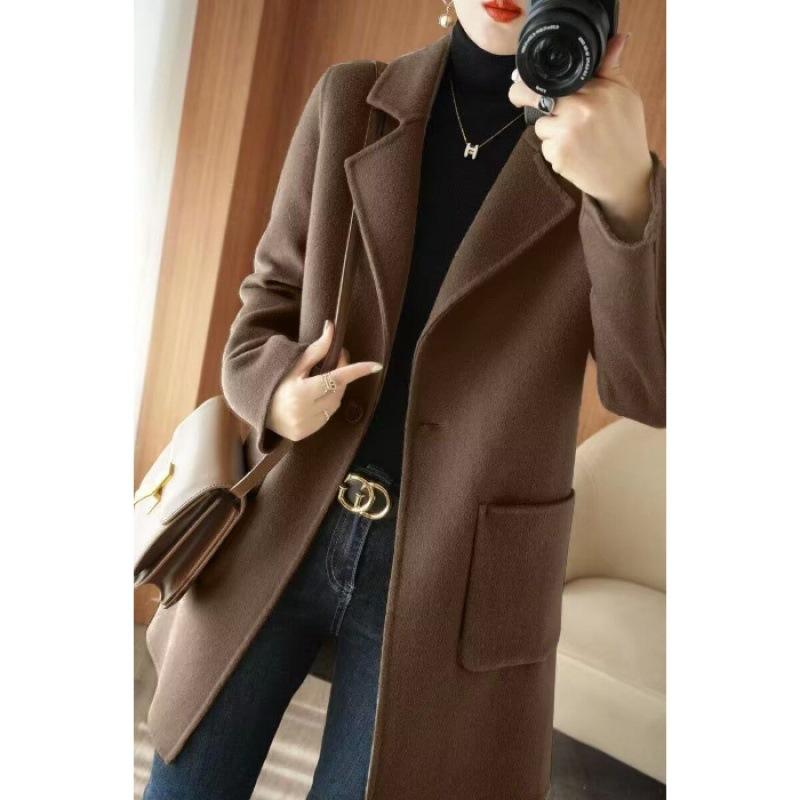 Women's Woolen Cashmere Coat Autumn and Winter Mid-length Woolen Woolen Casual Style Coat