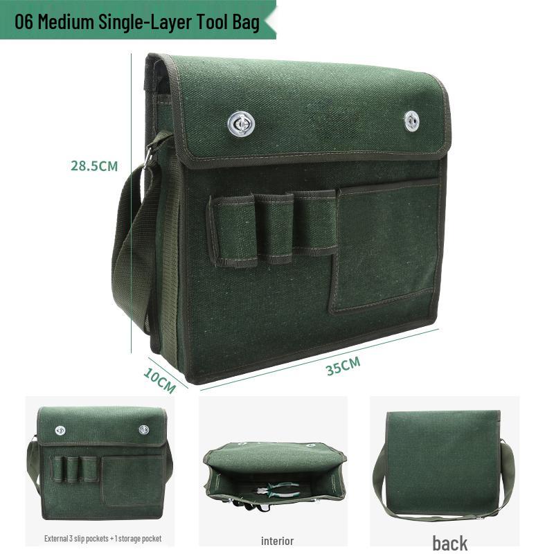 Sturdy Multifunctional Canvas Electrician Tool Bag - Durable, Wear-Resistant Hardware Organizer Pouch
