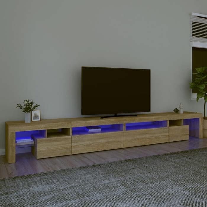 VidaXL TV Stand with LED Lights Entertainment Center Storage Media Console Living Room Furniture Home 3152804