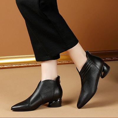 Trendy Ladies Low Heels Woman Ankle Boots Retro Boots Womens Formale Autumn Office Shoes