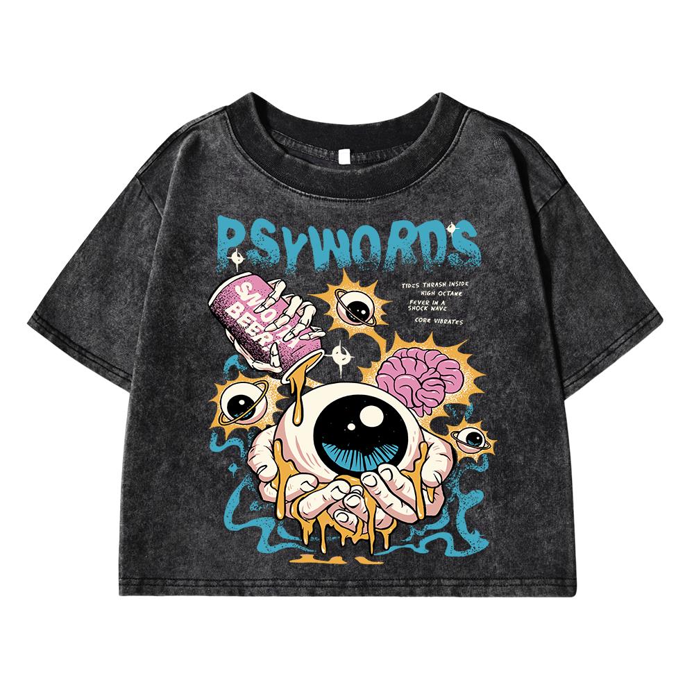 Moisturizing The Eyeballs Print Female Washed Short Tshirt Breathable Summer T Shirt  Top Streetwear Tshirts Women
