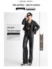 Women's High-Waisted PU Leather Wide-Leg Trousers for Autumn and Winter