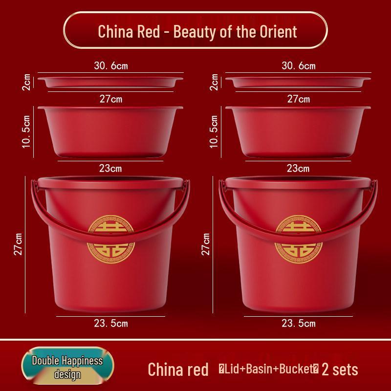 Red Wedding & Housewarming Joy Buckets - Large Plastic Pair in Vibrant Red