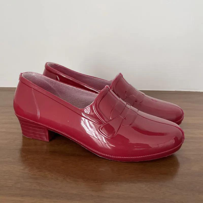 

WTEMPO Нескользящие повседневные водонепроницаемые туфли для дождя на среднем толстом каблуке, женские, весна-лето, большие размеры, однотонные рабочие туфли 37