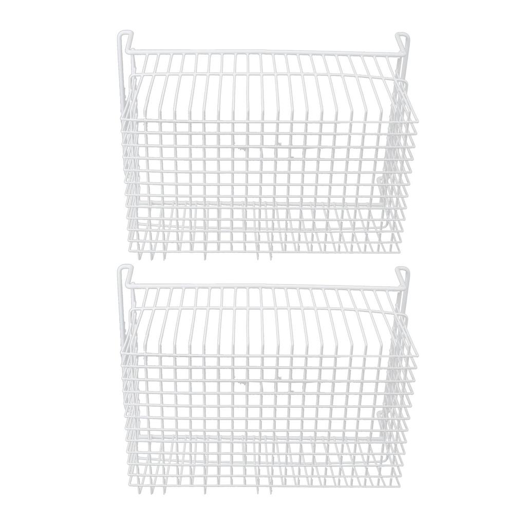 2Pcs Freezer Organizer Bins Steel Wire Large Capacity Strong Bearing Freezer Basket with Handle for Closet Countertops