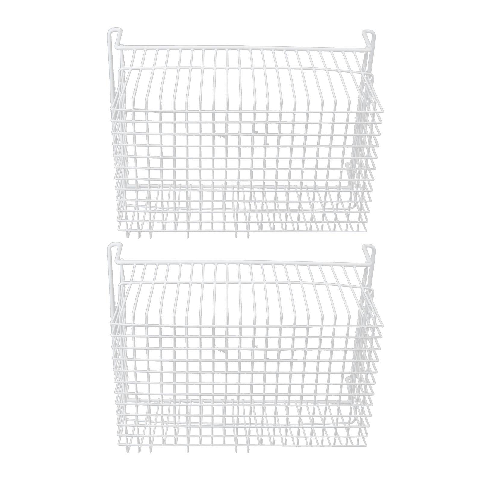 

2Pcs Freezer Organizer Bins Steel Wire Large Capacity Strong Bearing Freezer Basket with Handle for Closet Countertops L49.5cm X W29cm X H27cm(9cm Handle)