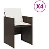 VidaXL Set of 4 Garden Chairs with Cushions, Patio Seats, Balcony Chairs, Outdoor Patio Furniture, Brown 4007438