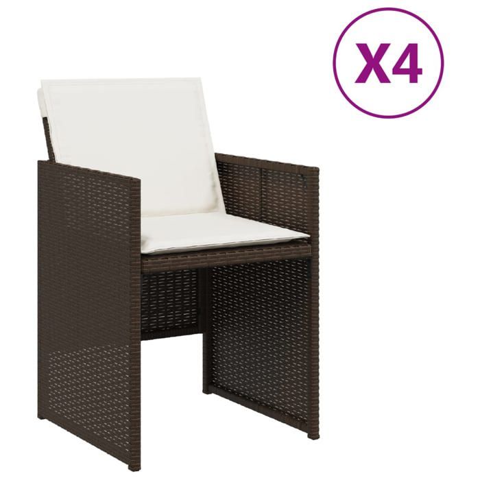 VidaXL Set of 4 Garden Chairs with Cushions, Patio Seats, Balcony Chairs, Outdoor Patio Furniture, Brown 4007438
