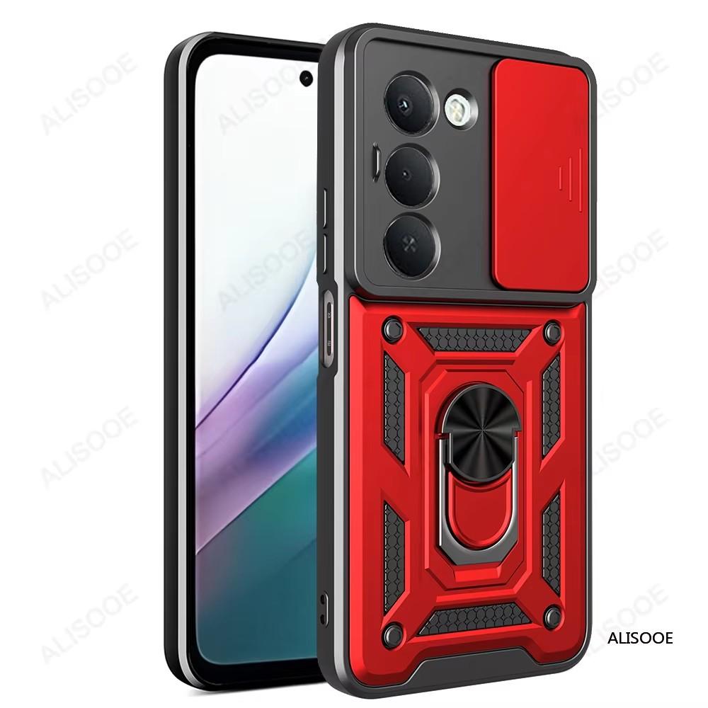 Dla Redmi 15 171mm Etui Przesuwana Kamera Pancerz Uchwyt Pierścieniowy Podpórka Ochrona Pokrowiec na Telefon Capa Funda