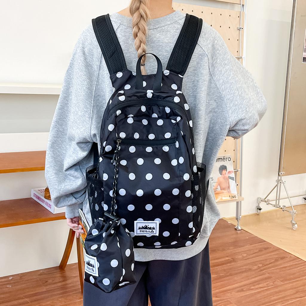 Color Polka Dot School Bag for Girls Large Capacity Backpack for Primary Middle High School Students Lightweight Casual Bookbags Nylon Backpack