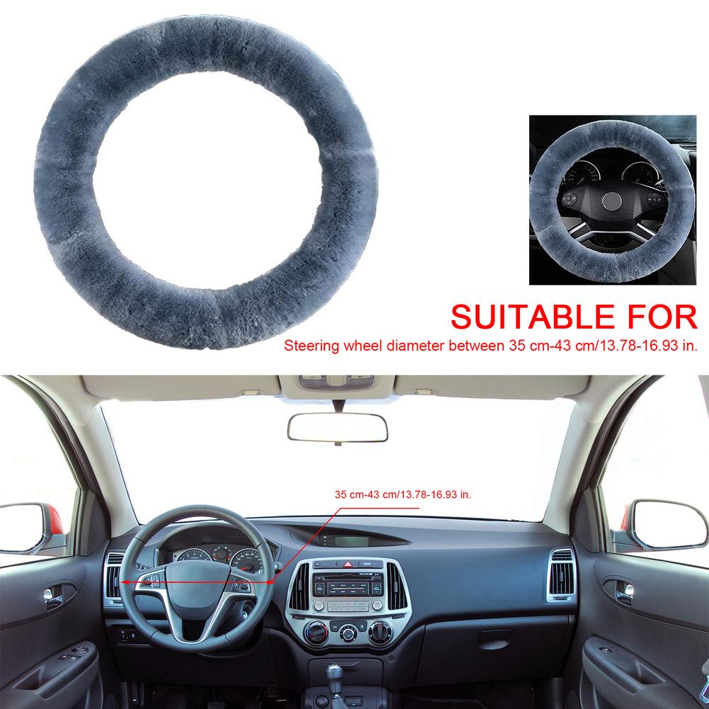 1Pcs Universal Car Steering Wheel Cover Plush Warm Fluffy Fuzzy Interior Accessories For Winter Women Girl Men Boy 35-43 Cm