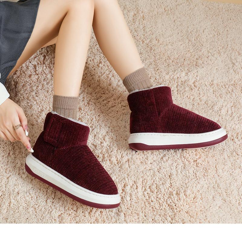 Men's and Women's Cotton, Thickened with Fleece, Comfortable Soft Sole, Anti-slip and Cold-proof, One-step Pedal