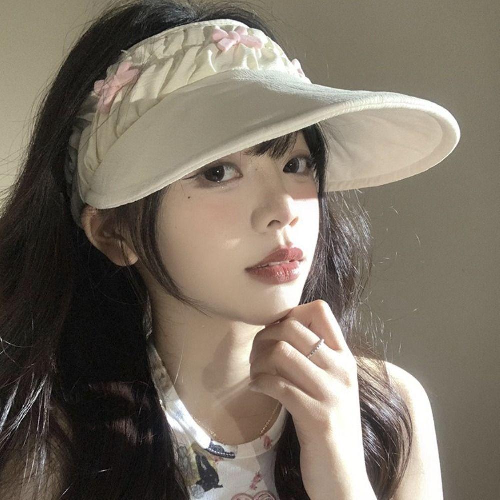 

Bowknot Bucket Hat Ballet Sunshade Hat Portable Beach Cap Outdoor белый
