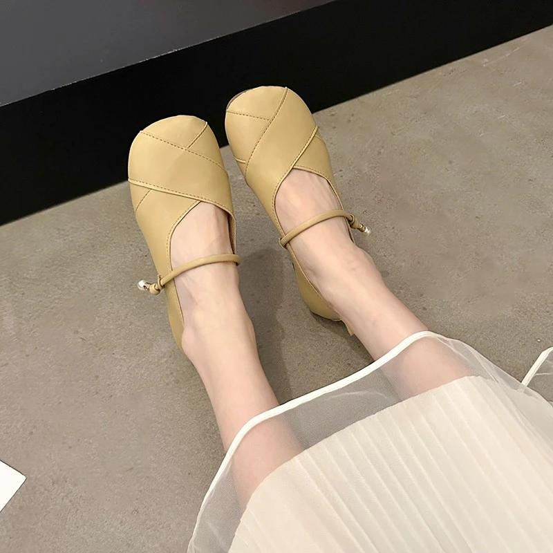 

fashion 2024 High Quality Women s Shoes Fashionable Square Toe Shallow Mouth Solid Color One-line Buckle Strap Glossy Women s Flat Shoes 42 хакі