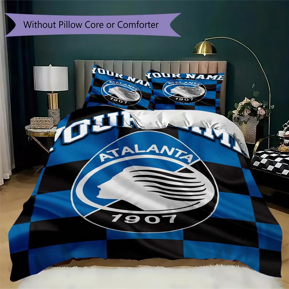 Benutzerdefinierter Name Atalanta BC Muster Bettwäsche Steppdecken-Set Steppdeckenbezug Kissenbezug Heimdekoration Geburtstagsgeschenk (1*Bettbezug+2*Kissenbezug ohne Füllung)
