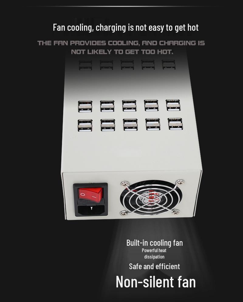 Iron Shell USB Charging Station: 60-Port, Multi-Device Desktop Charger