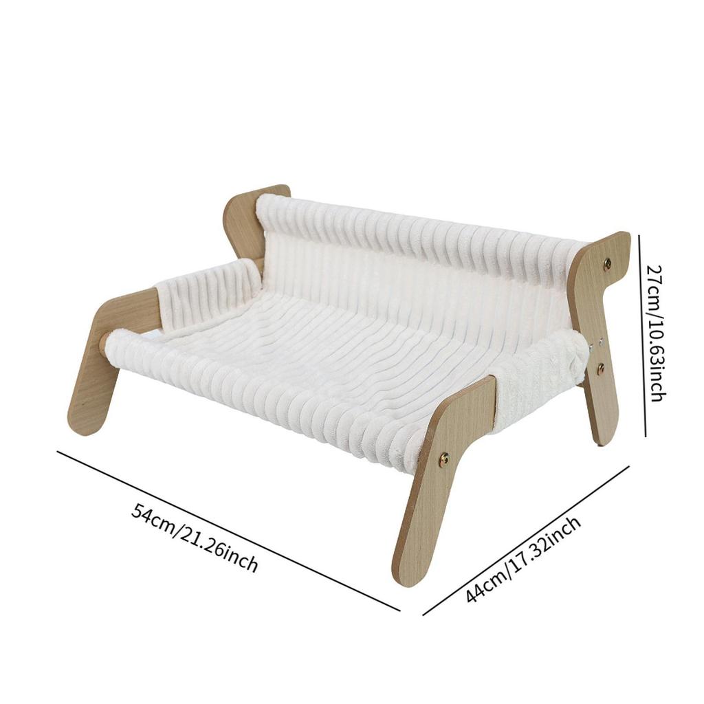 Indoor Wooden Cat Bed with Removable Cushion Pet Sofa House for Lounge Cats Warm Plush Furniture
