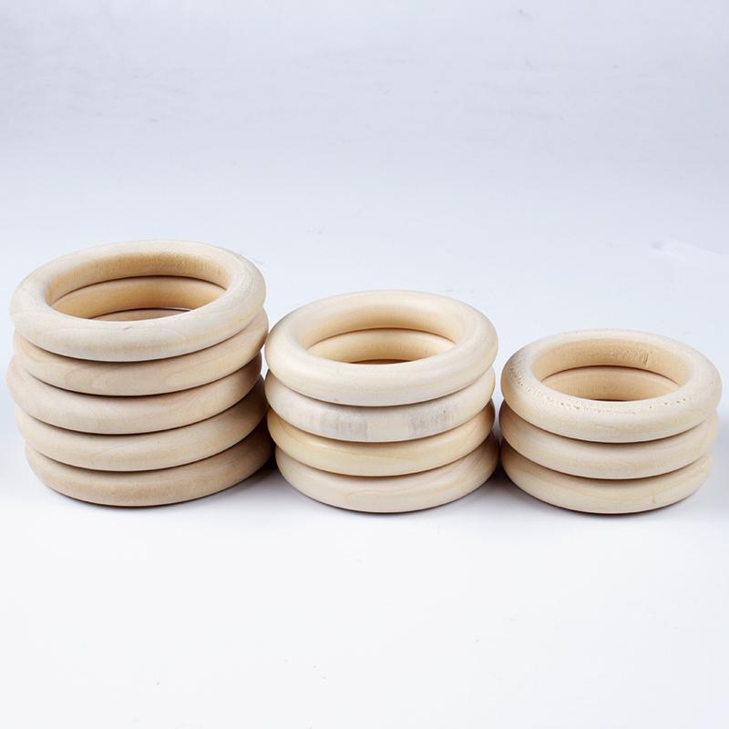 12-125mm Wooden Rings Teether Handmade Baby Natural Maple Wooden Teething Rings for Necklace Bracelet DIY Crafts Wood Teether