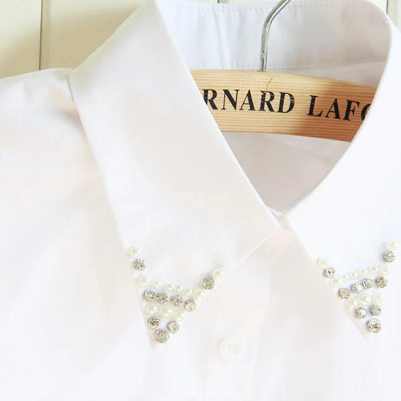 Perfect Match Fashion High Grade Shirt Fake Collar For Women Removable Beads False Collar Mujer Detachable Collar Lapel Blouse Top Decor