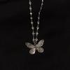 Retro Butterfly Pendant Titanium Steel Necklace for Women - Niche Design Clavicle Chain with Love Charm, Cold Style.