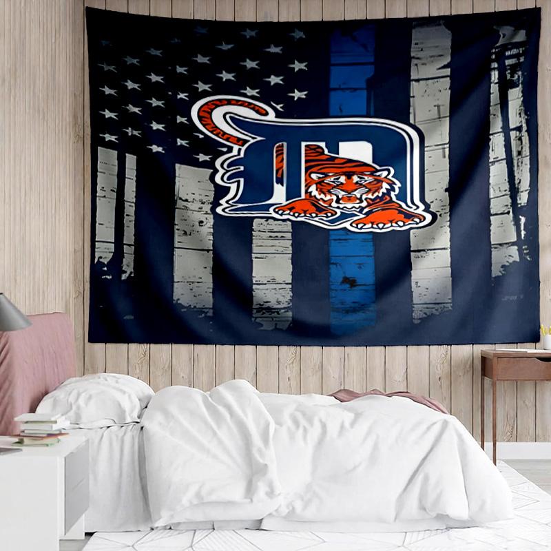 1PC Detroit Tigers Emblem Quick-Dry Tapestry, Unique Design Tapestry, Suitable for Bedroom,Livingroom, Playroom,Heartwarming Holiday Gifts