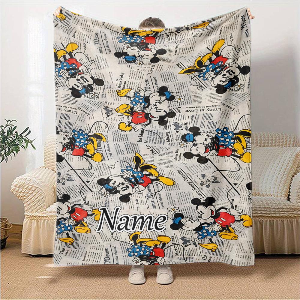 Custom Name Mickey Friends Adventure Blanket for Couch & Bed, Plush Cozy Fuzzy Blanket Super Soft & Warm Blankets for Fall and Winter. 090827