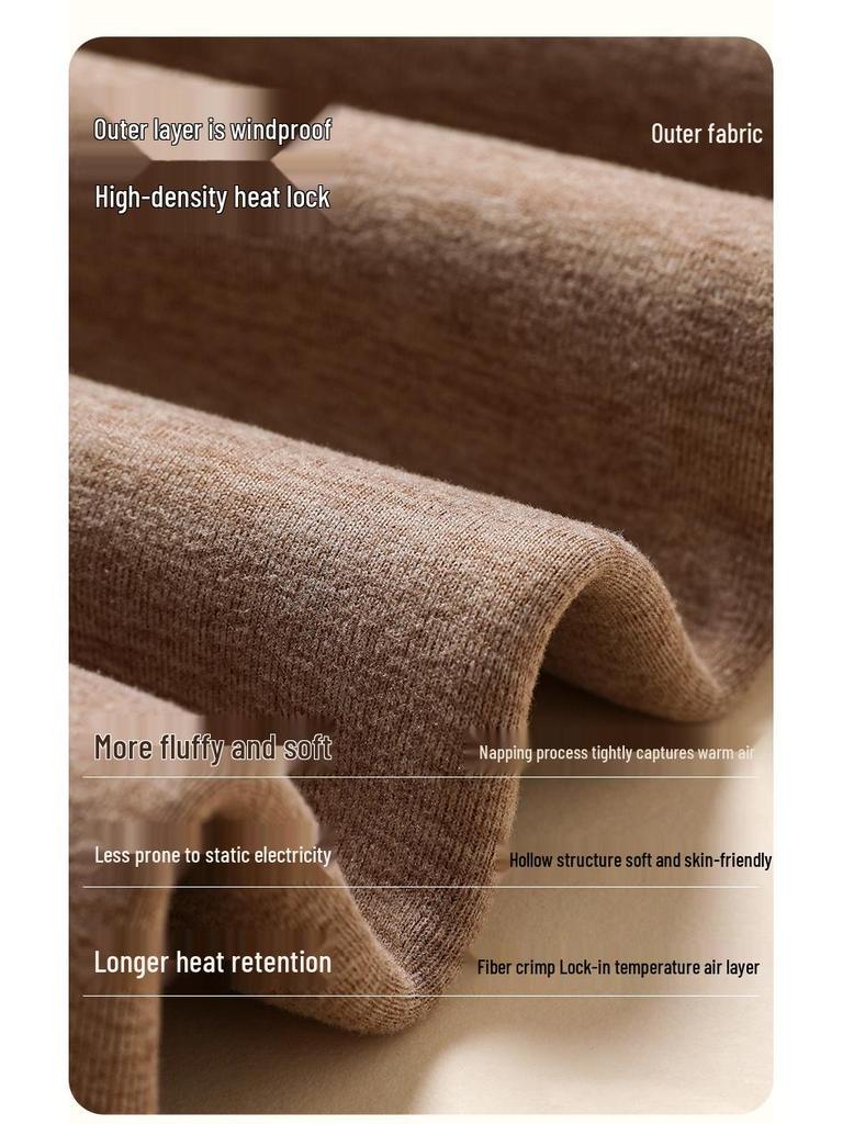 Extra Thick Fleece-Lined Thermal Pants with Knee Pads, Temperature Sensitive, High Elasticity, Slimming, Ideal for Cold Weather