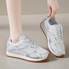 Breathable Mesh Platform Sports Sneakers Women Fashion Sliver Thick Bottom Vulcanized Shoes Woman Comfy Lace Up Tennis Shoes