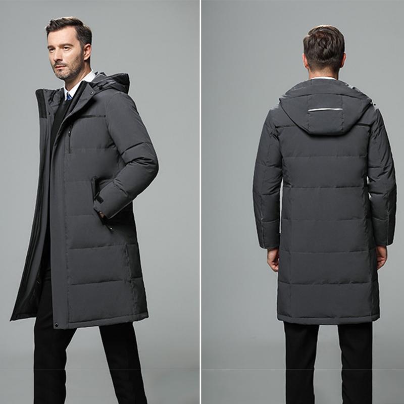 Down Mens Long Winter Jacket Over The Knee Cotton Jacket Thick Down Cotton Jacket Casual Long Jacket