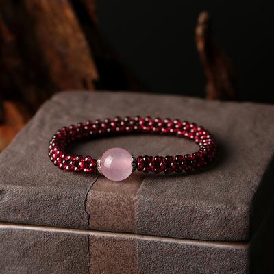 Pulsera de Granate Natural de Verano para Mujer Estilo Sencillo Joyería Fina Uso Diario Casual Moda Joyería de Mano de Lujo Ligero