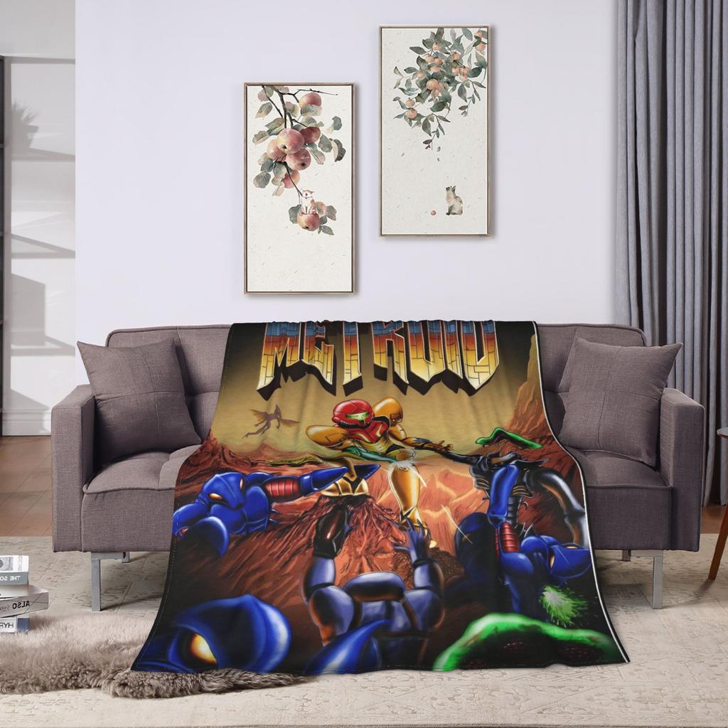 Super Soft Blanket Travel Office Metroids Hero Game  Throw Blanket  Flannel Bedspread For Bedroom Pattern Sofa Bed Cover
