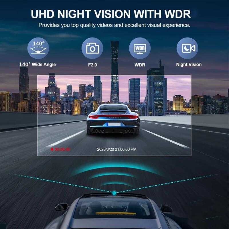 3-Zoll HD Dashcam: WLAN, Weitwinkel, Nachtsicht, Dreifachaufnahme, Rückfahrbild