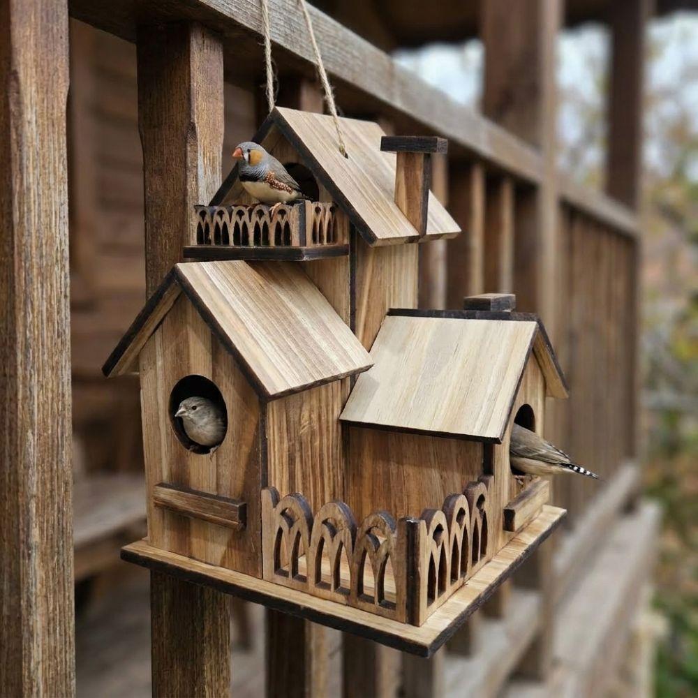 Handgefertigtes Vogelhaus aus Holz Wasserdichte Vogelnisthöhle Kreatives Lebensraum für Wildvögel Garten