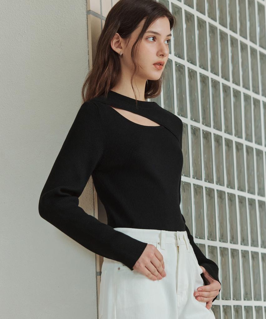 ZEROSTREET [2 Colors] Asymmetrical Slit Point Knit