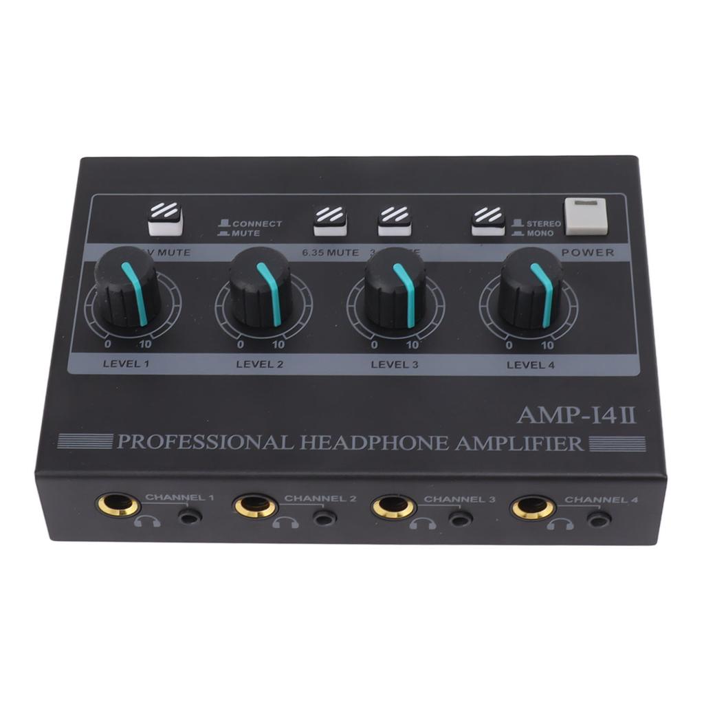 Amplificatore per Cuffie a 4 Canali Amplificatore Stereo in Metallo Mini Splitter per Auricolari per Studio e Palco