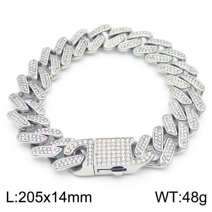 Hip Hop Shiny Rhinestones Bracelet for Men Women High Quality Zircon Cuban Miami Charm Chunky Figaro Chain Gold Color Jewelry