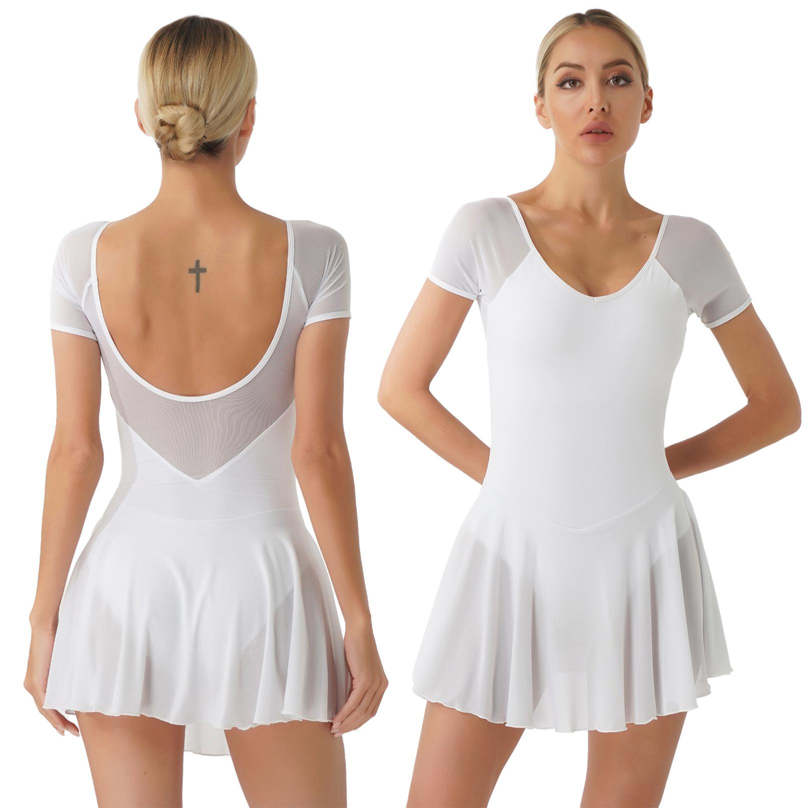 

Жіноча гімнастика для дорослих, трико в спідниці, танцювальне плаття для фігурного катання, танцювальний костюм для балету, аеробіки XXL