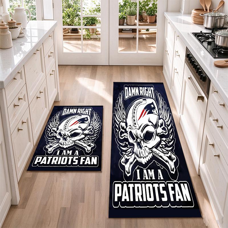 New England Patriots Flannel Kitchen Floor Mat – Non-Slip, Absorbent and Easy to Clean Suitable for Kitchens, Entryways Bedroomsand Bathrooms