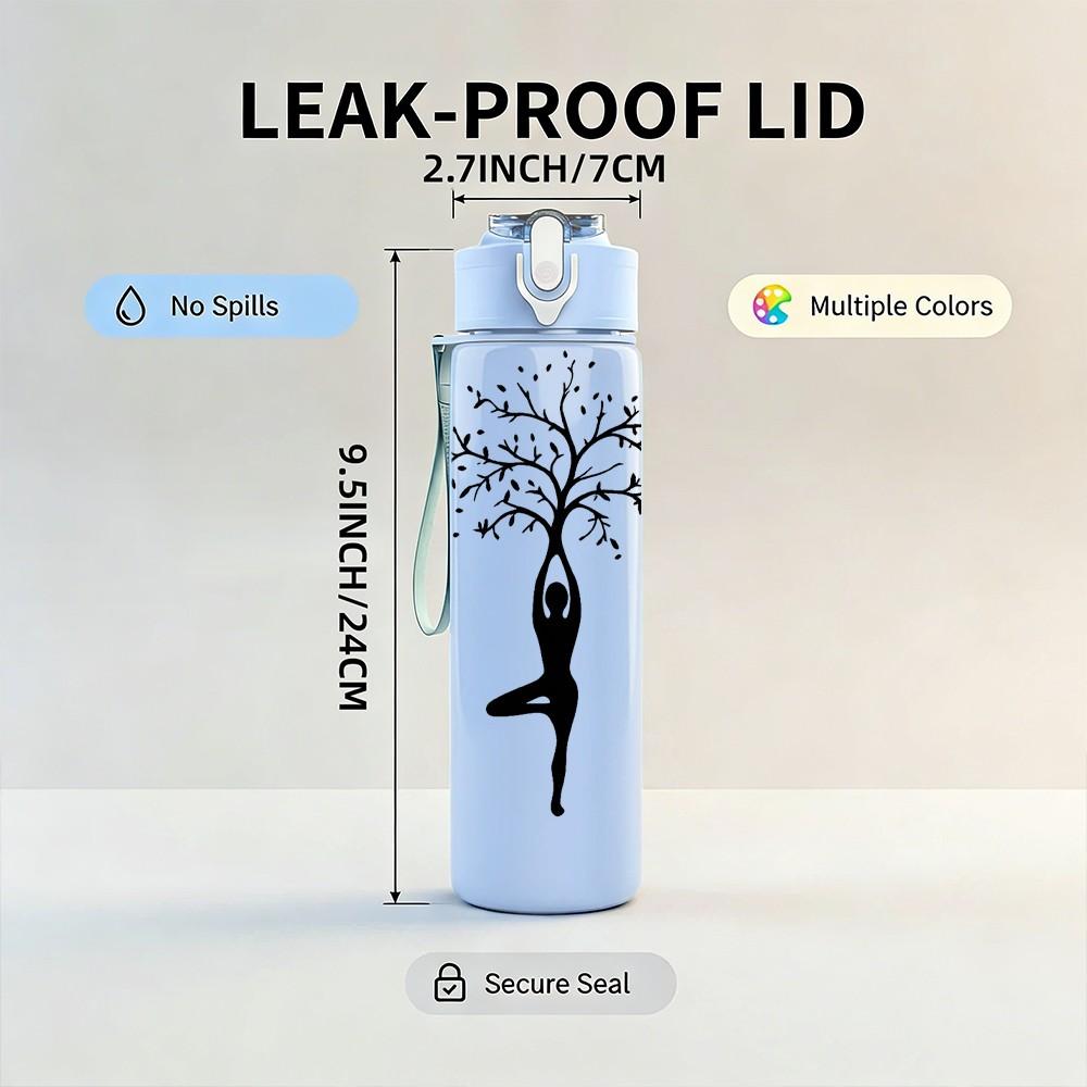 1PC Lady Silhouette Tree Silhouette Print 750ml Color Plastic Sports Water Bottle Leakproof Flip Straw Lid Suitable for Sports Office Home Use