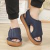 Caregiver Wide Adjustable Velcro Easy to Linen Slippers Weight Japanese Shoe [Euyqs] Slippers, Design, Closure, Wear, Unisex, (Navy, Adult, 23.5 cm,