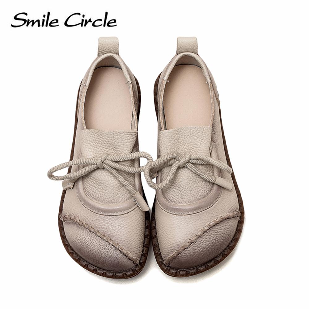 Chaussures plates en cuir naturel pour femmes, chaussures basses décontractées à lacets, chaussures de travail rétro à la mode pour femmes