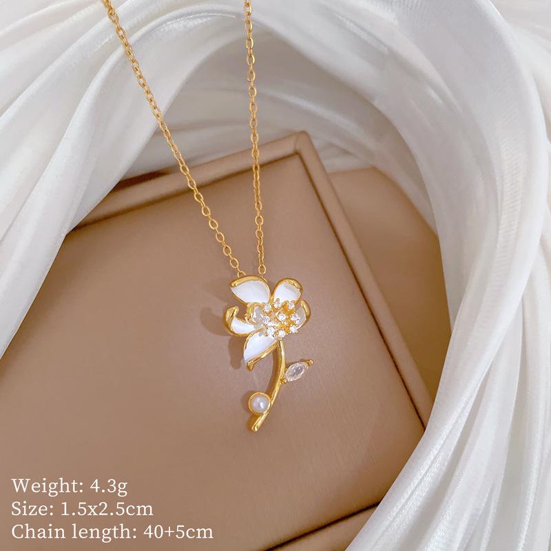Copper Micro-Inlaid Necklace Women'S Copper Micro-Inlaid Real Gold Electroplating Simple And Exquisite Collarbone Chain Neck Chain
