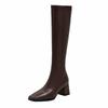 Fashion Women's New Autumn and Winter Square Toe High Heels with Knee Zipper Plus Large Tube Knight Motorcycle Boots and Riding Boots