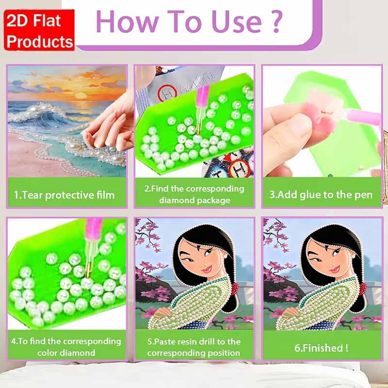 Disney Pearl Painting Anime Mulan Art Kit Adult Beginner Home Wall Decor Special Shape