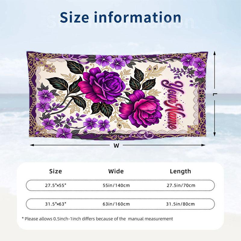 Floral Garden Theme Beach Towel Personalized Custom Name & Text Soft Quick Dry Beach Towel for Swimming Travel