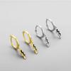 925 Sterling Silver Wave Hoop Earrings for Women Men Black Drop Glaze Earrings Accessories Jewelry