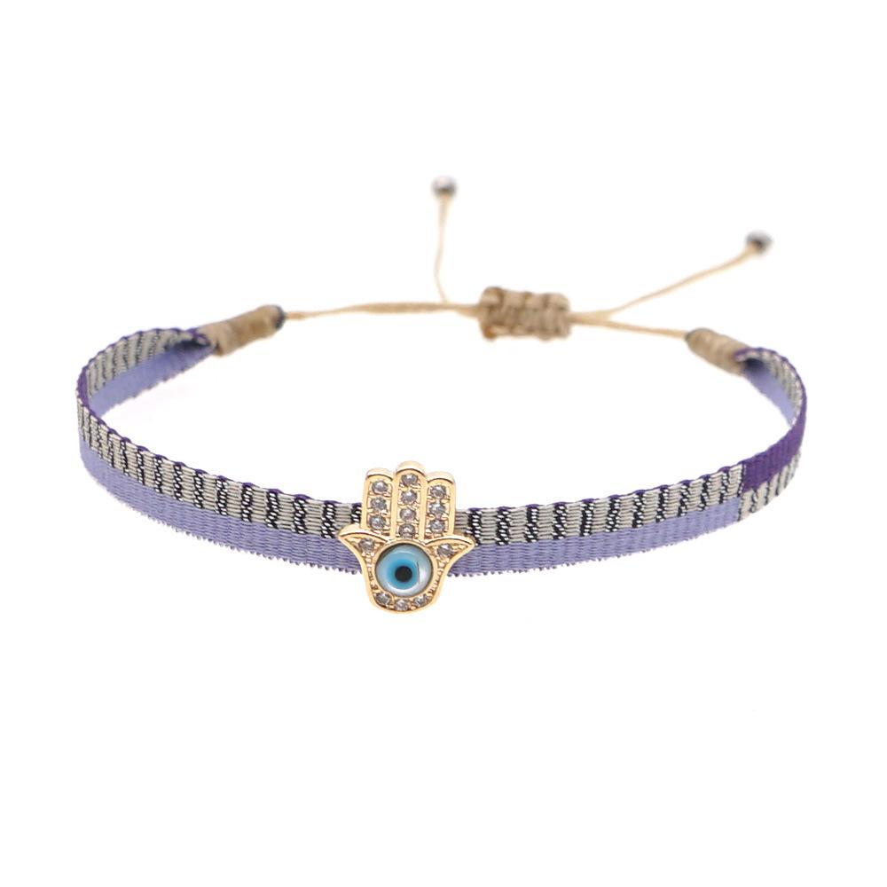 Retro Pattern Bohemian Spanish Court Hand-Woven Bracelet with Micro-Inlay