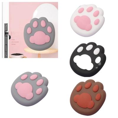 2Pc Cute Wall Protector Door Crash Pad Cat Claw Anti-collision Door Handle Bumper Silicone Shockproof Door Stops Wall Sticker