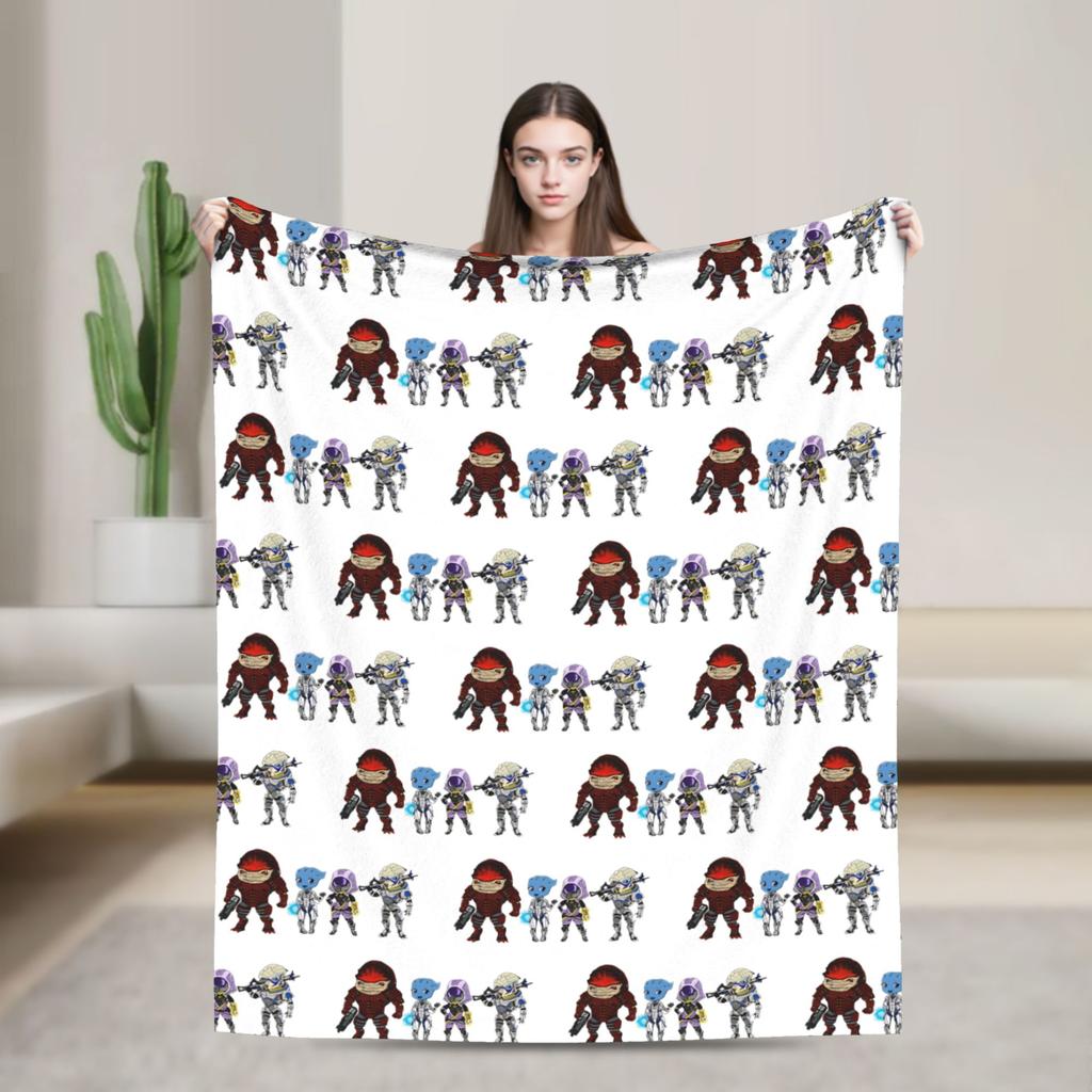 Mass Effect Garrus Vakarian Blanket  Flannel Funny Warm Throw Blanket for Coverlet Summer