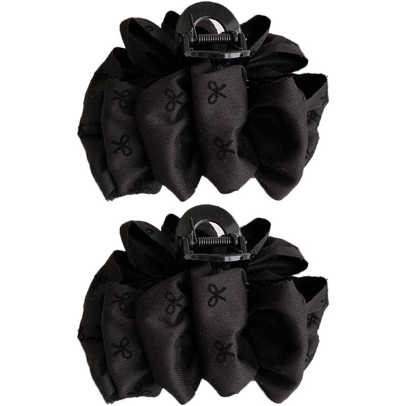 New Temperament Bow Hair Clip Women's Black Satin Shark Clip Fashion Hair Accessories